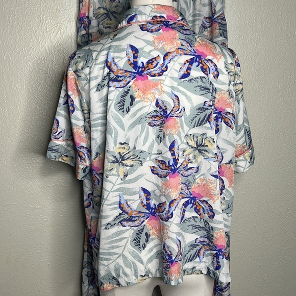 Isaac Mizrahi Sleepwear 2pc Tropical Floral Short Sleeve Pajamas Pj’s Set Sz L - Picture 8 of 13